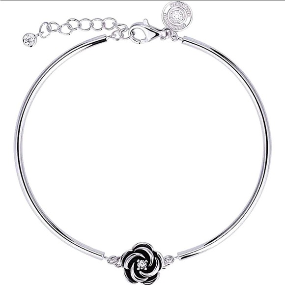 Sterling Silver Minimalist Flower Bracelet, Irregular, Geometric, Dainty, Trendy - Picture 5 of 5